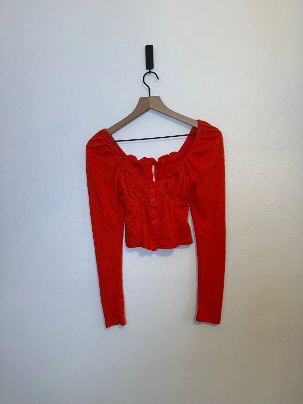Free People Ladybug Long Sleeve Crop‎ Top